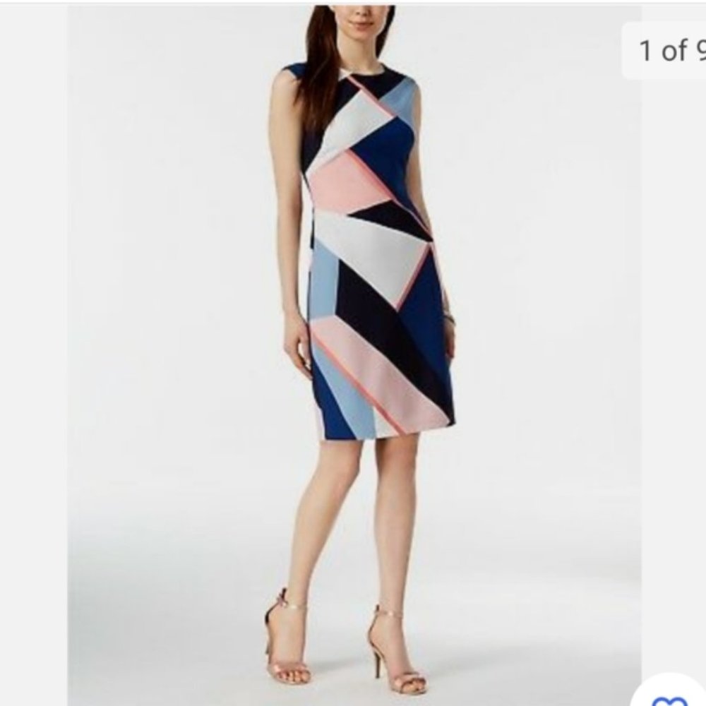 Vince Camuto Geometric Sheath Dress - Size 10